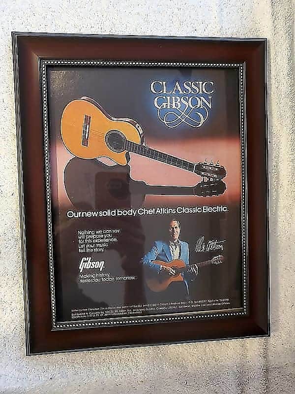1982 Gibson Guitars Color Promotional Ad Framed Gibson Chet Atkins SST Guitar image 1