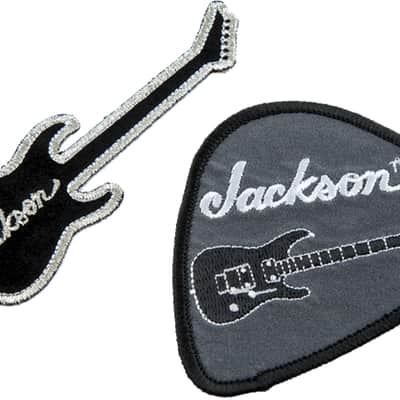 299-5226-002 Jackson Logo Guitar & Pick Set of 2 Embroidered Velvet Patches image 1