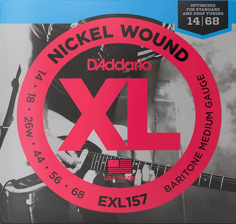 D'Addario EXL157 Nickel Wound Electric Guitar Strings, Baritone Medium, 14-68 image 1