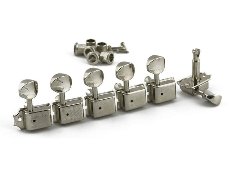 Kluson Deluxe Series 6 In Line Oval Metal Btn Safety Post Dbl Line Nickel Kd 6 B Nmdr image 1