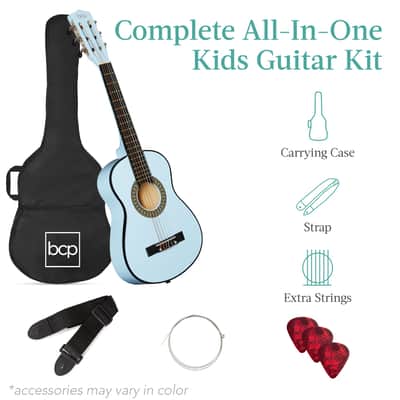 Best Choice Products Kids Acoustic Guitar Beginner Starter Kit with Carrying Case - 30in-Natural Mahogany image 9