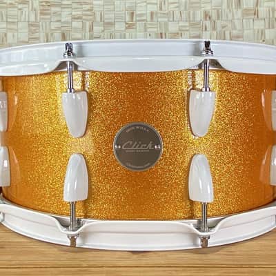 Click Icon 6.5x14 5ply 5+5 Maple Snare Drum Orange Misty Sparkle image 11