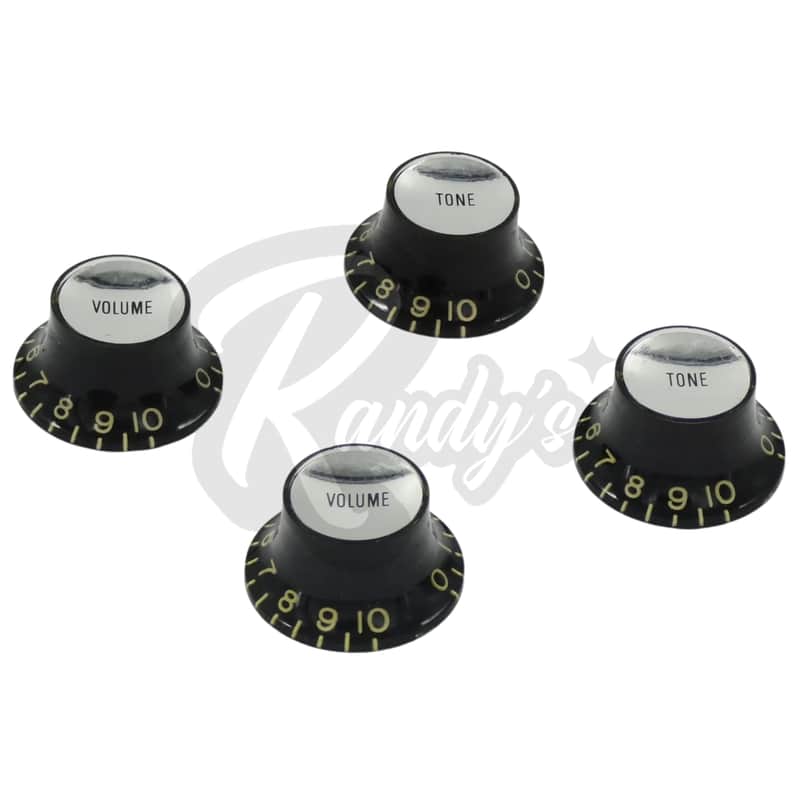 Advanced Plating 3019-21N Historic CAB Top Hat Reflector Knobs - Tone & Volume (4-Pack) - Fits Gibson®-Black w/ Silver Inserts / Black w/ Silver Inserts image 1