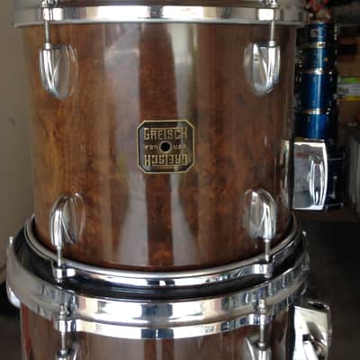 Last Price Drop 1980s Gretsch Square Badge Drum Set: 5-Ply Jasper Centennial Shells Walnut Burl image 5