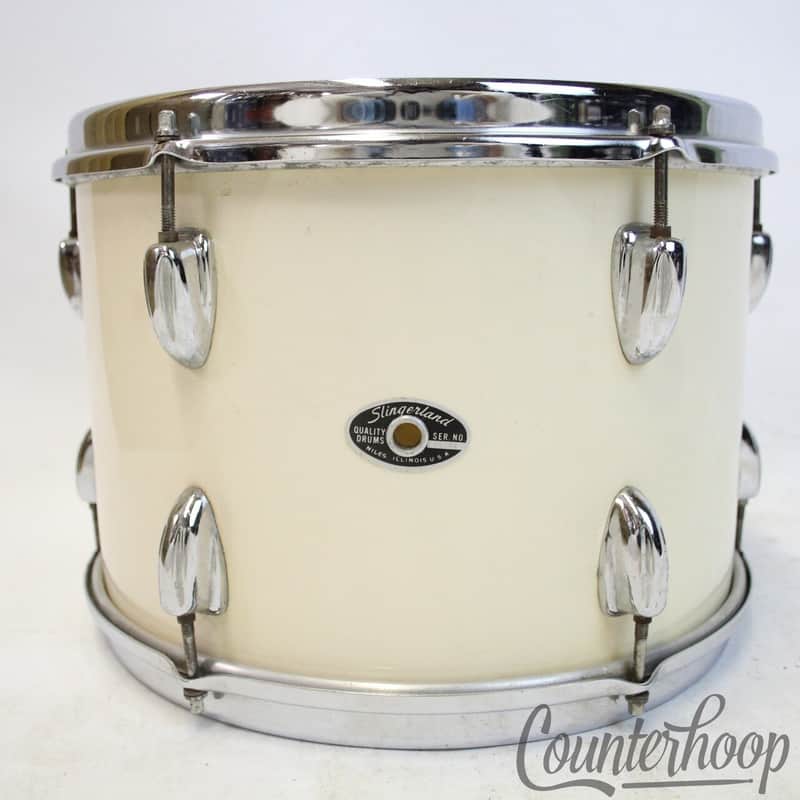 *Slingerland 13x9" White Gloss Wrap Tom Drum Chrome Stick-Saver Rims Vintage 70s image 1