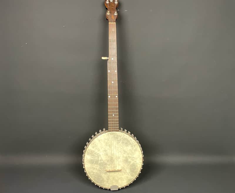 Vintage Open-Back 5-String Banjo c. 1920s-1940s Unbranded w/ Star Inlay & Gig Bag image 1
