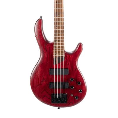 Cort B4ELEMENTOPBR Artisan Series B4 Element Bass Guitar. Open Pore  Burgandy Red image 2