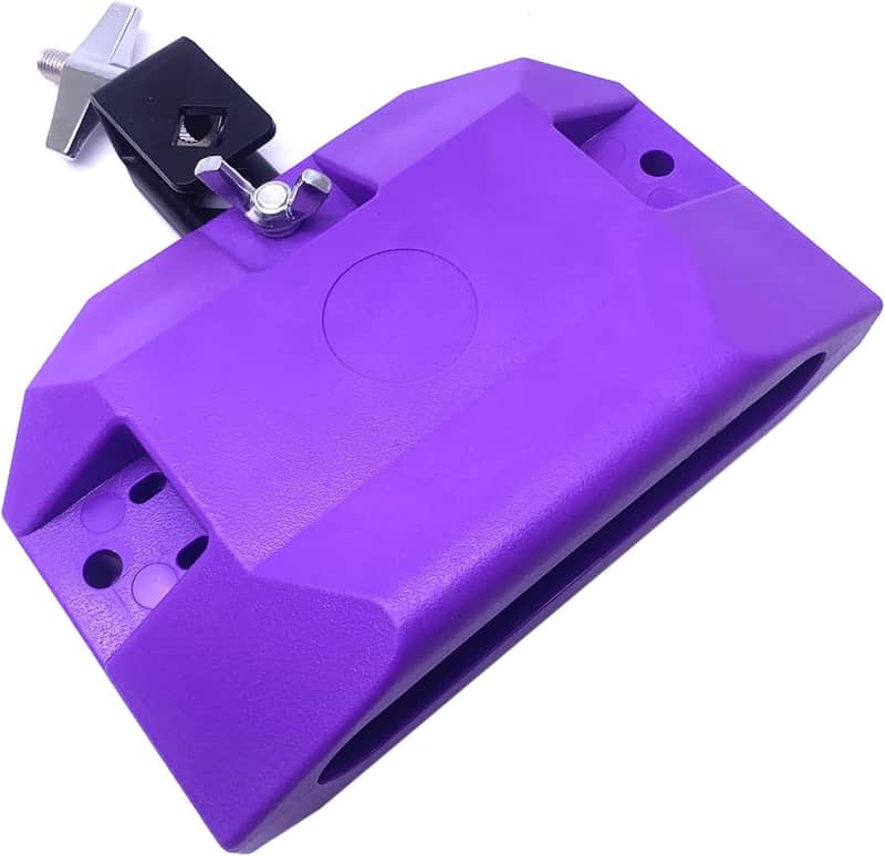 Jam Drum Block 5.9inch Percussion Cowbell Block Musical Instrument Plastic with 3 Sided Mount Medium Pitch (Purple) image 1