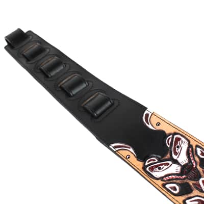 Walker & Williams LHR-23 Gloss Black Premium Leather w/North West Bear Totem Carving image 8