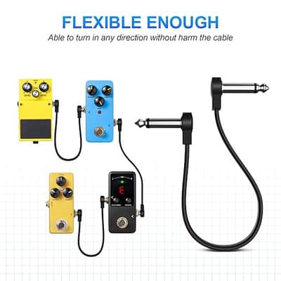 Professional 6 Pack 6 Inch Guitar Patch Cables, Noise Free and Long-Lasting Guitar Pedal Cable, Low Profile Save More Space Pedal Board Cables, Right Angle Flat Patch Cable, Black image 3