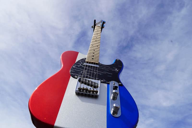 G&L USA CUSTOM SHOP ASAT Classic Red,White,Blue Metal Flake 6-String Electric Guitar w/ Case (2024) image 1