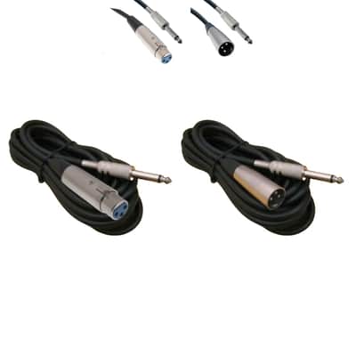 25 FT XLR 1/4 TS to XLR Male Female 2 PC Set image 2