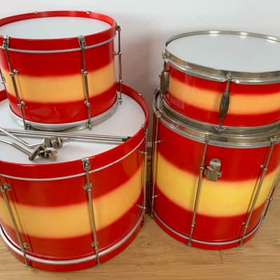 Decolite 4-Piece Drum Set Vintage Gretsch Jasper Shells 13-16-20-5x14 60s - Red Yellow Duco image 3