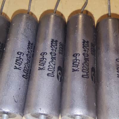 5x 0.022uF NOS Soviet K40Y-9 PIO 22 nF 1000v guitar tone capacitors Paper In Oil Amp Lot of 5 pcs image 3