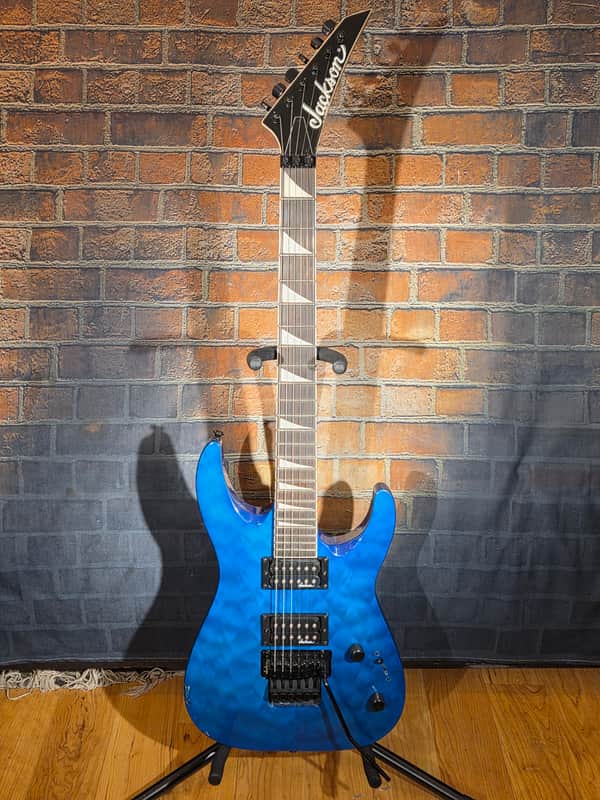 Jackson JS Series JS32Q DKA Dinky Archtop Amaranth Fretboard Transparent Blue image 1