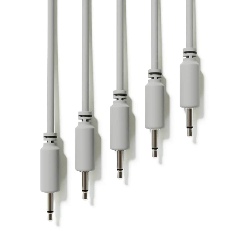 ExcelValley [Grey | 10 cm - 3.94"] 5-Pack - Mono Modular Patch Cables Eurorack Synthesizer image 1