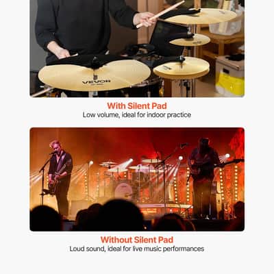 Cymbal Pack, 7 Pieces Cymbals for Drum Set, Alloy Cymbals Drum Set Includes 14" Hi-Hats, 16" Crash, 18" Crash, 20" Ride, 10" Splash, 16" China, Drumsticks & Cymbal Bag image 4