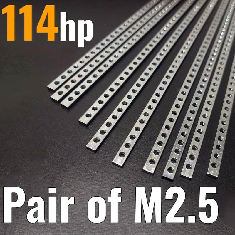 2 x 114hp / M2.5 (2.5 mm) Eurorack Threaded Nut Strips (Pair) image 1