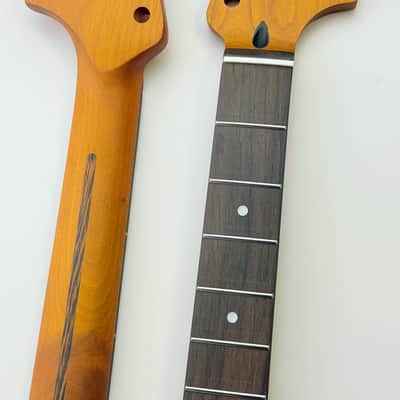 Roasted Maple Strat Style Guitar Neck, 22 Frets, Maple Fingerboard image 1
