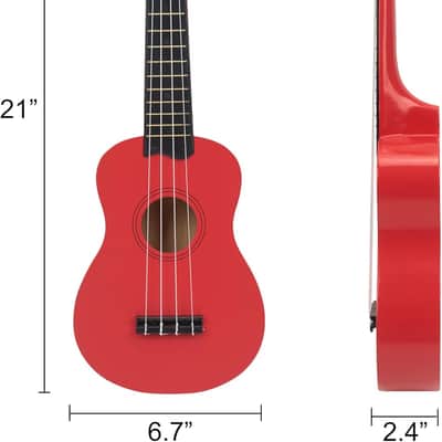 Soprano Ukulele 21"/53cm beginners, students kids guitar (Red) image 2