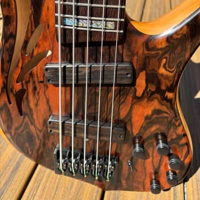 Ken Lawrence Chamberbrase II 5 string electric bass guitar LED's image 4