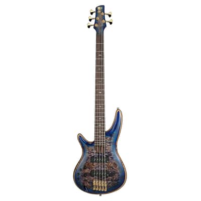 Used Ibanez SR2605LCBB SR Premium 5-String Bass w/Bag - Cerulean Blue Burst image 2