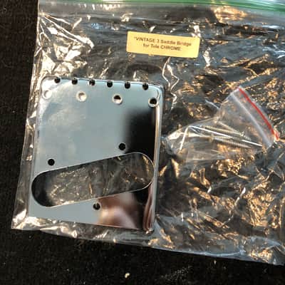 Fender Style Vintage 3 Saddle BRIDGE for USA Fender Telecaster Tele 10.8mm Space Chrome. image 2