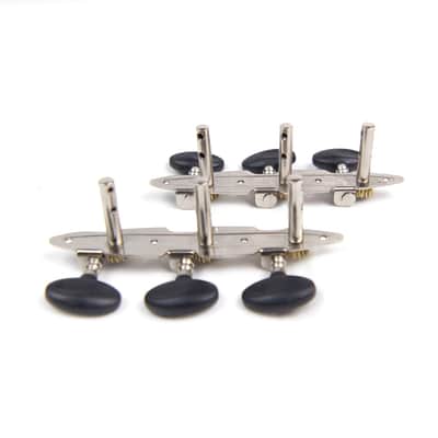 3-on-Plate Acoustic Guitar Tuners Set, Black knobs (3x3), Unique Shaped plate image 5