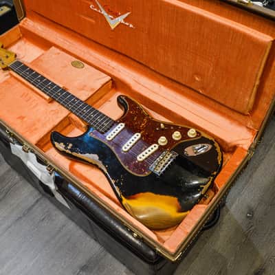 Fender Custom Shop '61 Reissue Stratocaster Relic - Heavy Relic Aged Black Over 3-Color Sunburst image 10