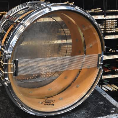 Vintage 80's Ludwig Slotted Coliseum 8" x 14" 12 Lug Snare Drum in Black Cortex image 6