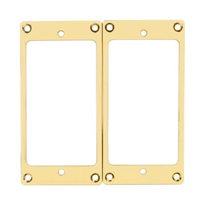 Gold Metal Humbucker Mounting Rings Set 2pc – LP SG Pickup Bezels Flat image 2