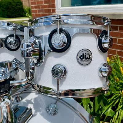 DW Collector's Series Pure Maple Standard 4pc Drum Set White Glass Glitter 22/10/12/16 image 7