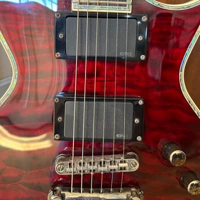 ESP LTD EC-1000 QM with Rosewood Fretboard 2005 - 2017 - See Thru Black Cherry image 2