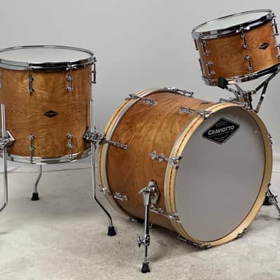 Craviotto 20/12/14" Solid Cherry Drum Set w/ Cherry Inlay - Kit #1161 image 5