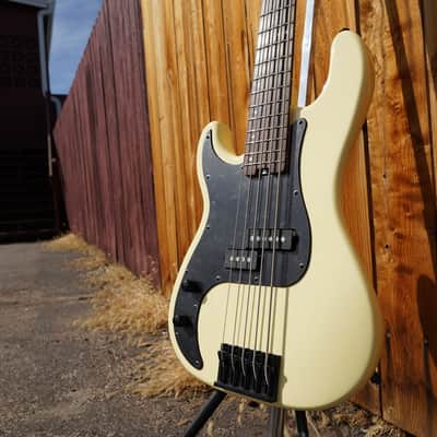 Schecter DIAMOND SERIES P-5 Ivory Left Handed 5-String Electric Bass Guitar image 2