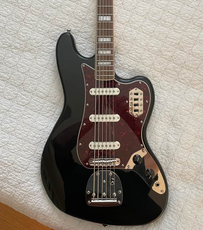 Squier Classic Vibe Bass VI, black, has chip on back, otherwise mint image 1