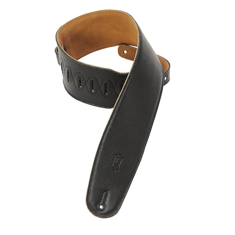 Levy's M4GF-BLK 3.5" Padded Leather Guitar/Bass Strap image 1