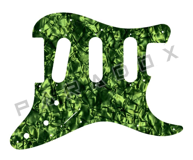 Custom Pickguard For 2000 - Present Made in America Fender Stratocaster Oversized Template with Burns Tri-Sonic Pickups - Light Green Pearl/Black/White/Black .090" image 1
