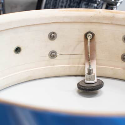 1960s Camco 5x14 Oaklawn Blue Satin Flame Snare Drum image 9