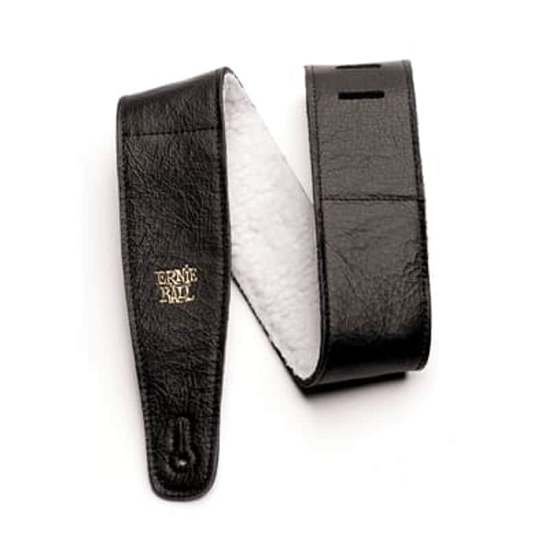 Ernie Ball Ernie Ball Strap Black Leather 2.5'' Strap W/Fur Pa...