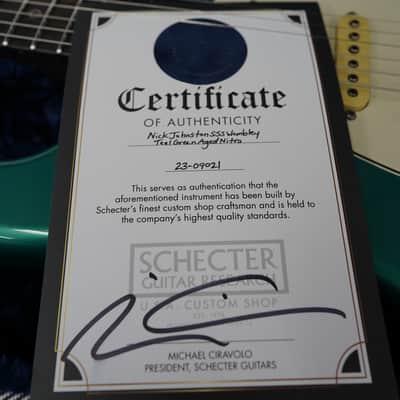 Schecter USA CUSTOM SHOP Nick Johnston SSS Wembley Teal Green Aged Nitro - w/ Case (2024) image 11