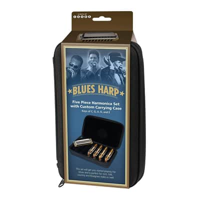 Hohner Blues Harp 5-Piece Diatonic Harmonica Bundle with Case image 2