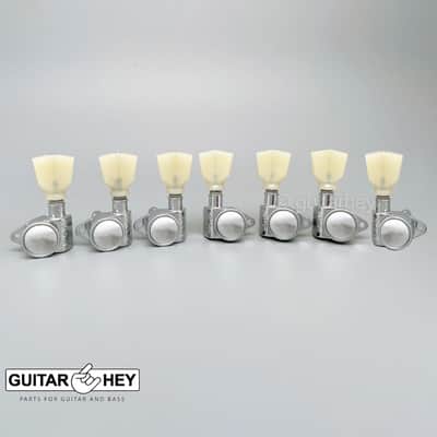 NEW Grover 502 LOCKING 7-String Tuners L4+R3 Keystone Buttons 4x3 - CHROME image 2