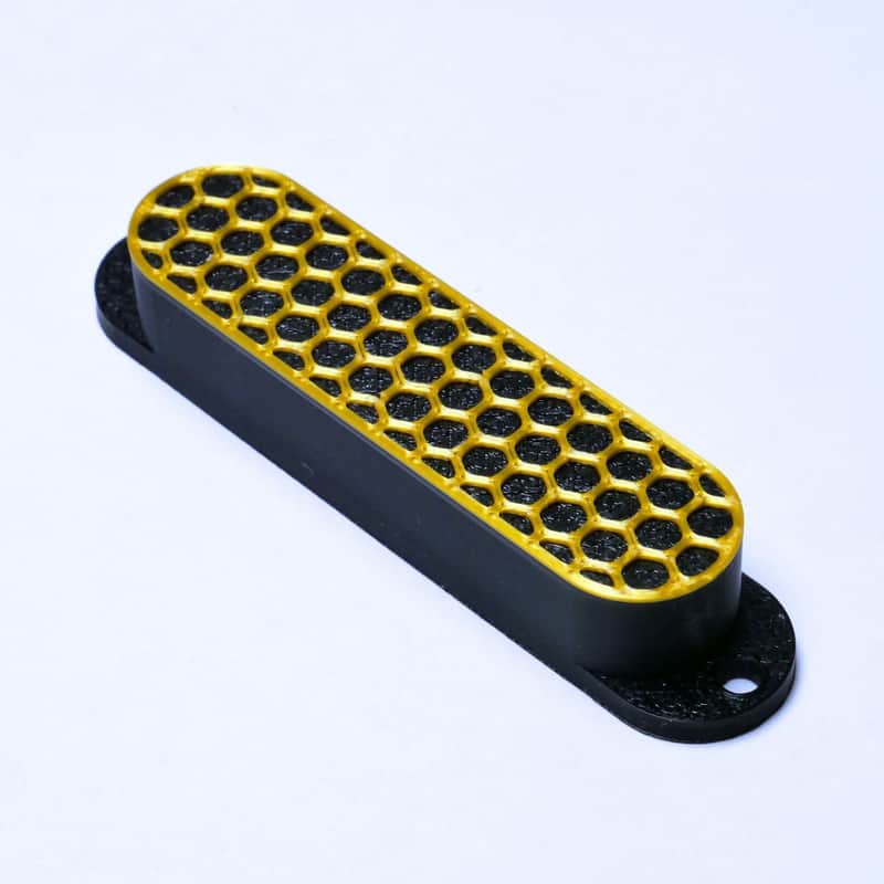 Custom Single Coil Pickup Covers (No Holes) Set of 3 - Black/ Gold-Honeycomb image 1