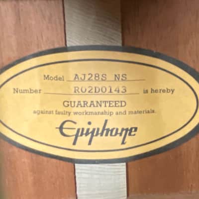 Epiphone AJ-28S NS Natural 2002 Korean-Made Acoustic Guitar w/HSC image 2