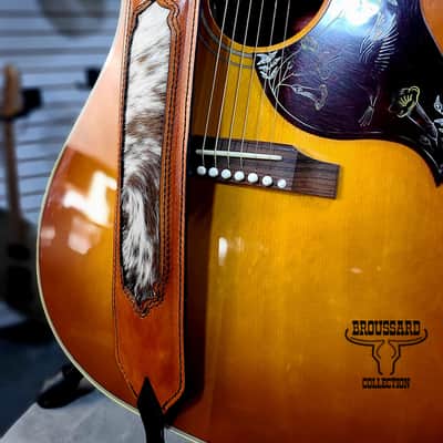 The Longhorn - Handcrafted Full-Grain Leather Guitar Strap with Hair-on Cowhide image 5