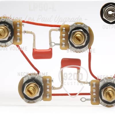 920D Custom Les Paul Wiring Harness with 4 Long Shaft Pots image 1