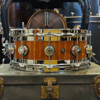 Walfredo Reyes Jr Collection DW Collectors 6 x14 Maple Mahogany Stainless Steel Edge Snare Drum - Natural Lacquer over Mahogany Gloss image 5