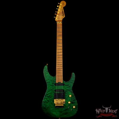 Jackson Custom Shop USA Signature Phil Collen PC Satin Stain Caramelized Flame Maple Fingerboard Satin Transparent Green image 3