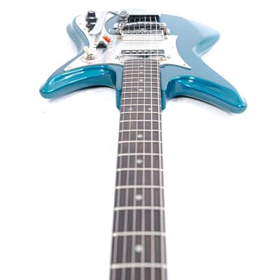60s Teisco Del-Ray ET-230 Sharkfin Guitar Lake Placid Blue w/ Bridge Mute, Vibey Design image 11